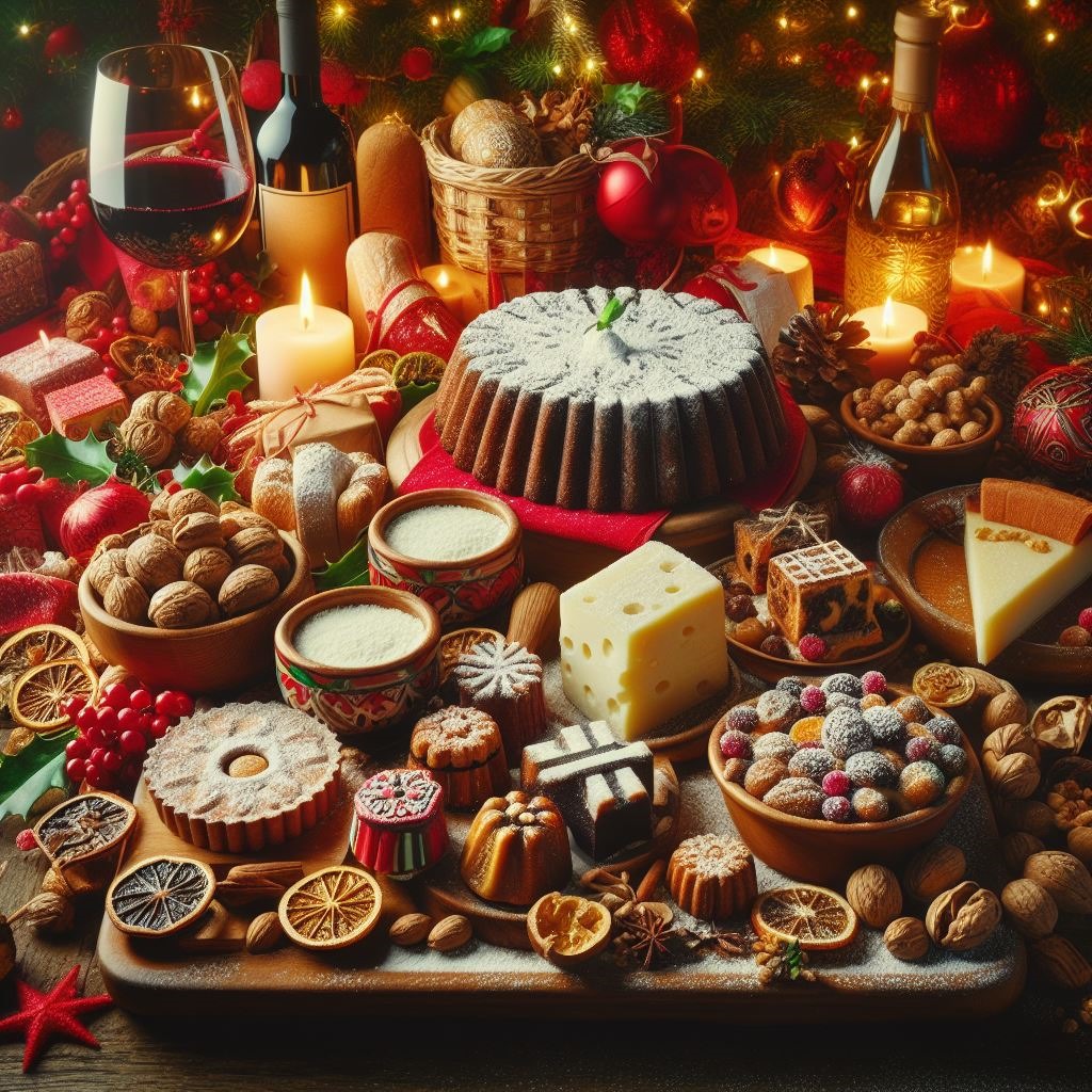 Typical Tuscan dishes at the Christmas markets in Montepulciano